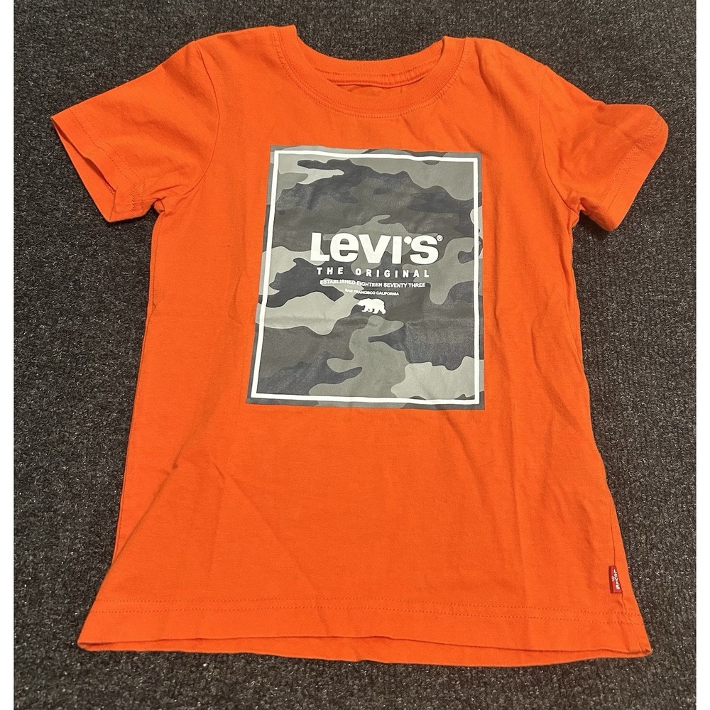 Levi's THE ORIGINAL T-Shirt Youth Medium Short Sleeve Crew Neck Graphic Orange